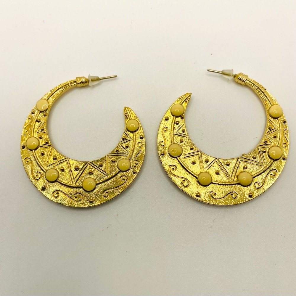 Earrings Boho Golden Loops. Pierced - Picture 2 of 5